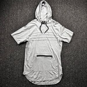 Southpole Short Sleeve Hoodie Men’s Large Gray Cotton Streetwear Zip Pocket